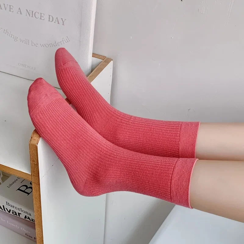 Solid Color Casual Cotton Breathable Socks