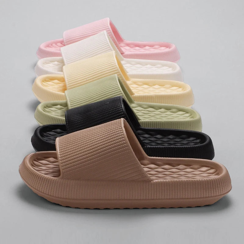 Thick Platform Cloud Women Soft Sole Pillow Slides 2024 Summer Beach Sandals