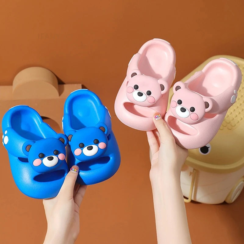 New Summer EVA Soft Sole Breathable Boy/Girl Cartoon Bear Slippers