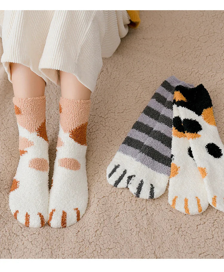 Velvet Thick Thermal Cat Claw Socks