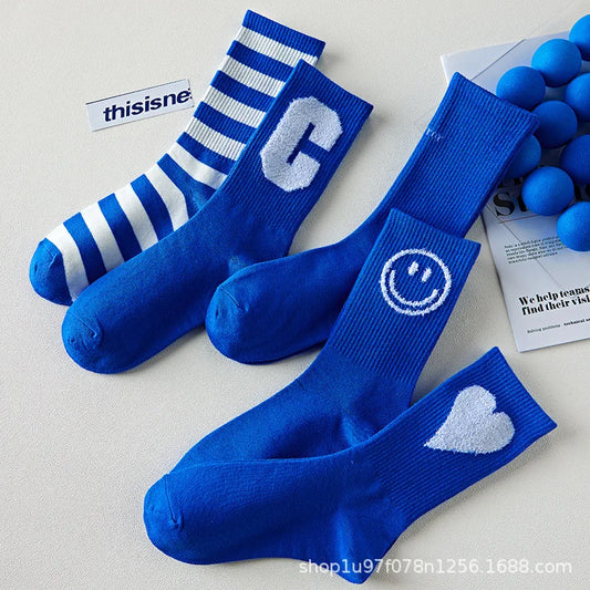 High Tube Sapphire Blue Socks for Men and Women