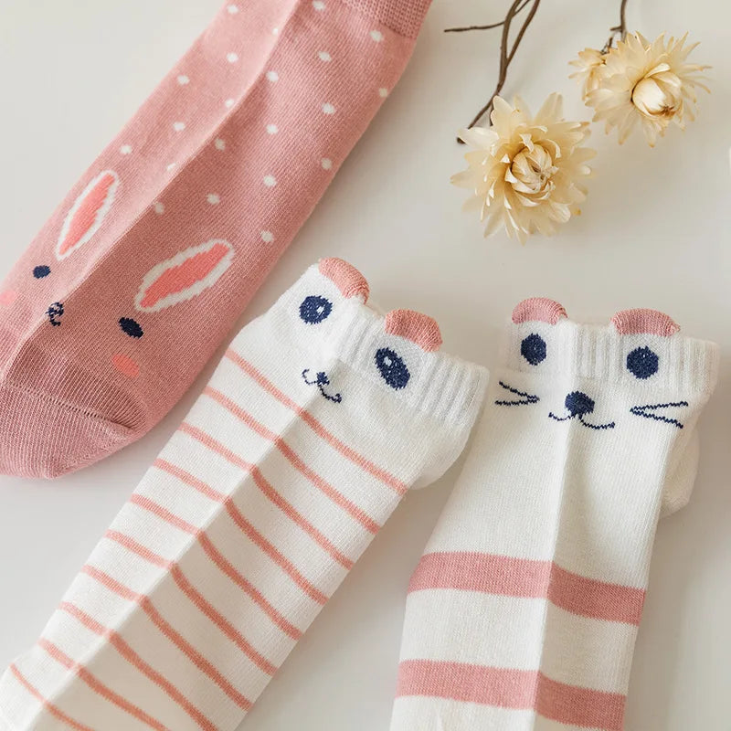 5 Pairs Variety of Colors Cat Socks