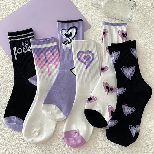 Purple Love/Drip Cotton Socks