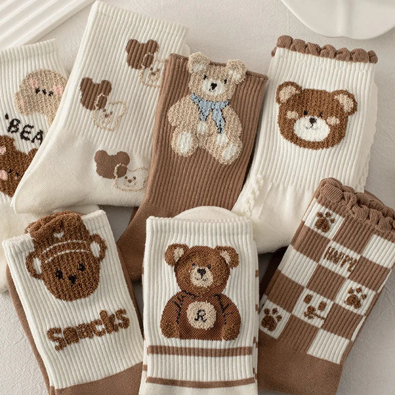 Soft Brown Bear Cotton Socks Multi Design