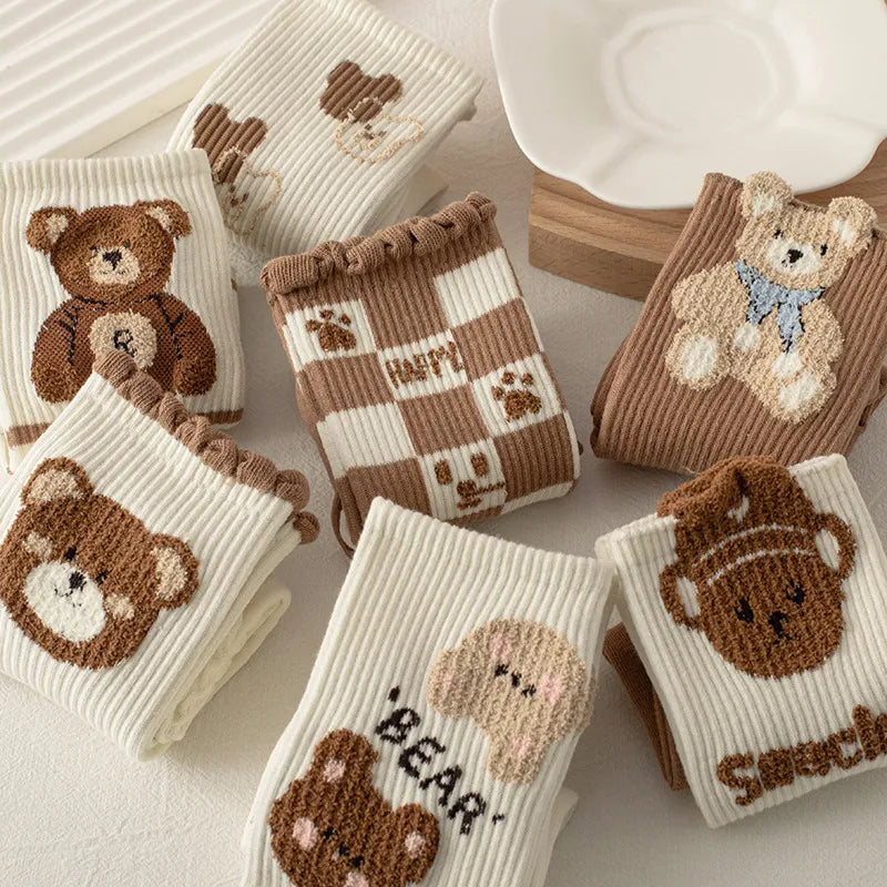 Soft Brown Bear Cotton Socks Multi Design