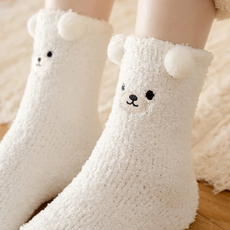Warm Fluffy 3D Bear Thick Fleece Fuzzy Sock